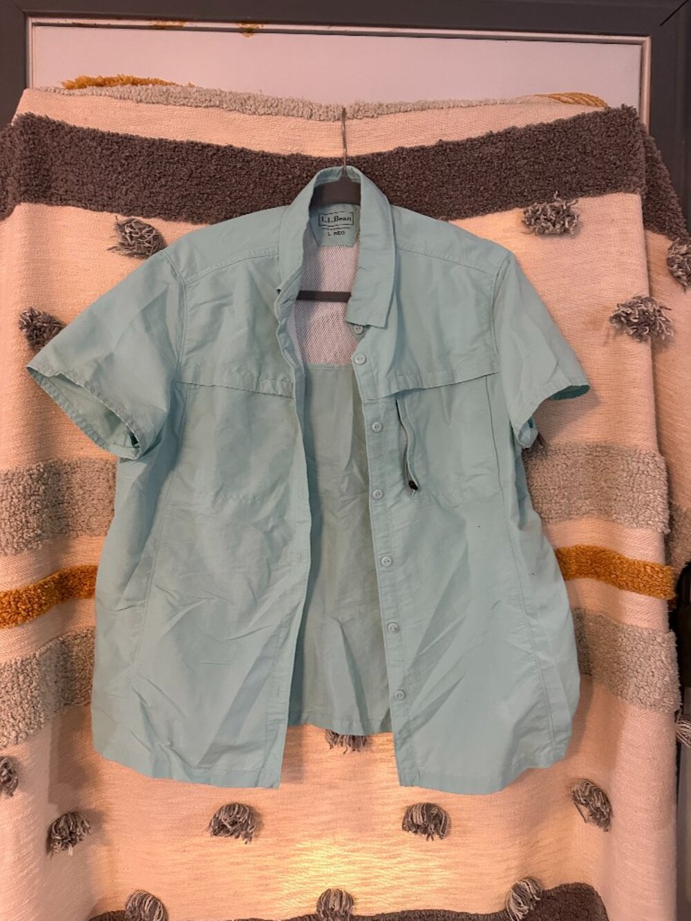 L.L. Bean Tropicwear Short-Sleeve Vented Hiking Shirt - Seafoam Green L REG